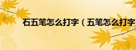 石五笔怎么打字（五笔怎么打字）