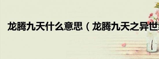 龙腾九天什么意思（龙腾九天之异世纵横）
