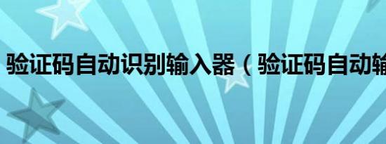 验证码自动识别输入器（验证码自动输入器）