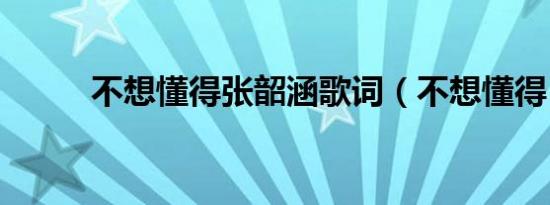 不想懂得张韶涵歌词（不想懂得）