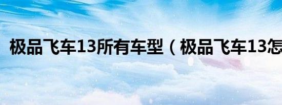 极品飞车13所有车型（极品飞车13怎么玩）
