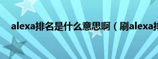 alexa排名是什么意思啊（刷alexa排名）
