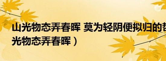 山光物态弄春晖 莫为轻阴便拟归的哲理（山光物态弄春晖）