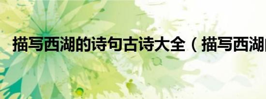 描写西湖的诗句古诗大全（描写西湖的诗）