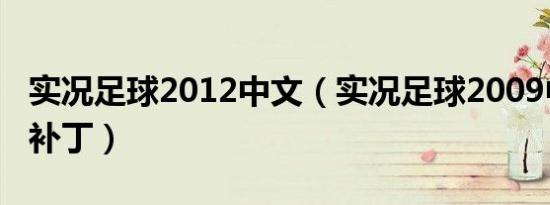 实况足球2012中文（实况足球2009中文解说补丁）