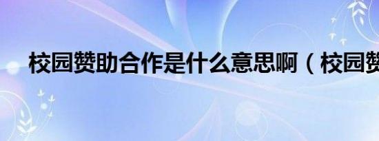 校园赞助合作是什么意思啊（校园赞助）