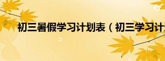 初三暑假学习计划表（初三学习计划）