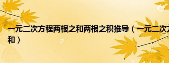 一元二次方程两根之和两根之积推导（一元二次方程两根之和）