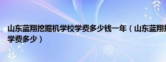 山东蓝翔挖掘机学校学费多少钱一年（山东蓝翔挖掘机学校学费多少）
