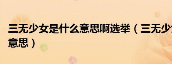 三无少女是什么意思啊选举（三无少女是什么意思）
