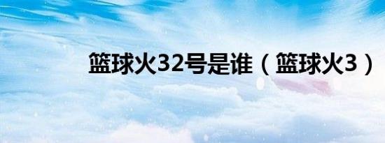 篮球火32号是谁（篮球火3）