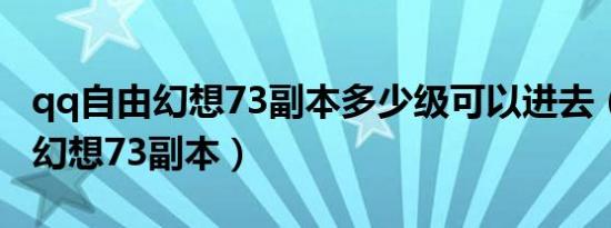qq自由幻想73副本多少级可以进去（qq自由幻想73副本）
