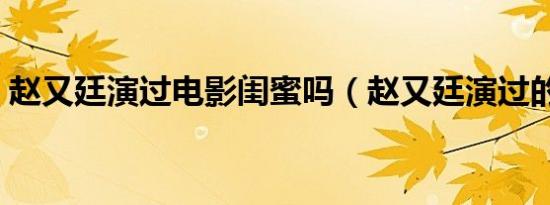 赵又廷演过电影闺蜜吗（赵又廷演过的电影）