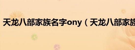 天龙八部家族名字ony（天龙八部家族名字）