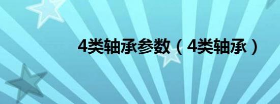 4类轴承参数（4类轴承）