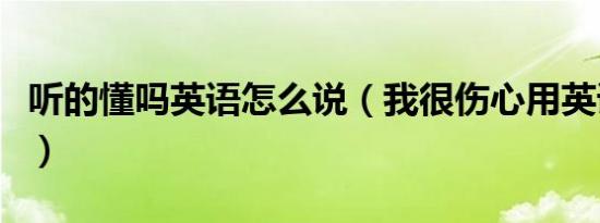 听的懂吗英语怎么说（我很伤心用英语怎么说）