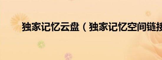 独家记忆云盘（独家记忆空间链接）