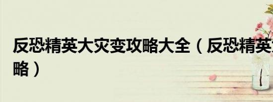 反恐精英大灾变攻略大全（反恐精英大灾变攻略）