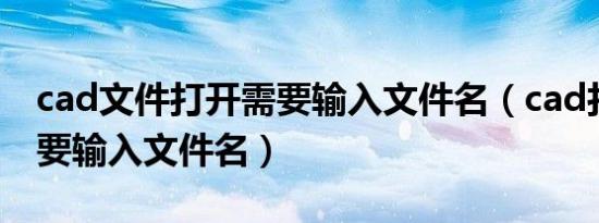 cad文件打开需要输入文件名（cad打开文件要输入文件名）