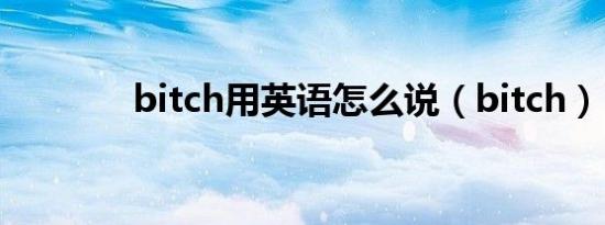 bitch用英语怎么说（bitch）