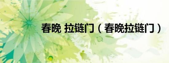 春晚 拉链门（春晚拉链门）