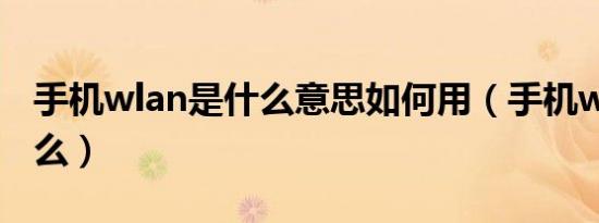 手机wlan是什么意思如何用（手机wlan是什么）