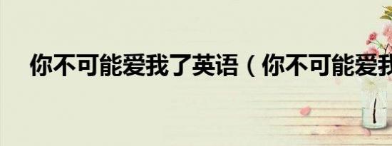 你不可能爱我了英语（你不可能爱我了）