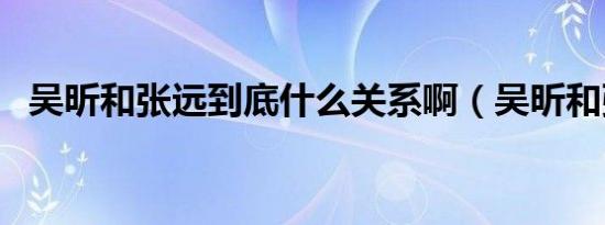 吴昕和张远到底什么关系啊（吴昕和张远）