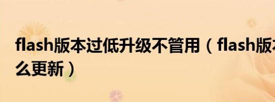 flash版本过低升级不管用（flash版本过低怎么更新）