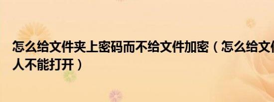 怎么给文件夹上密码而不给文件加密（怎么给文件夹加密别人不能打开）