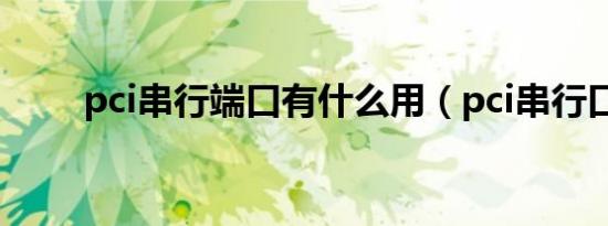 pci串行端口有什么用（pci串行口）