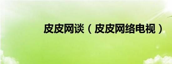 皮皮网谈（皮皮网络电视）