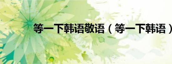 等一下韩语敬语（等一下韩语）
