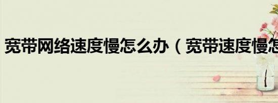 宽带网络速度慢怎么办（宽带速度慢怎么办）