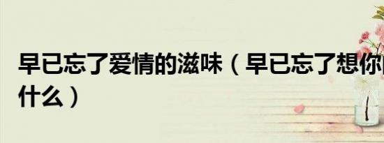 早已忘了爱情的滋味（早已忘了想你的滋味是什么）