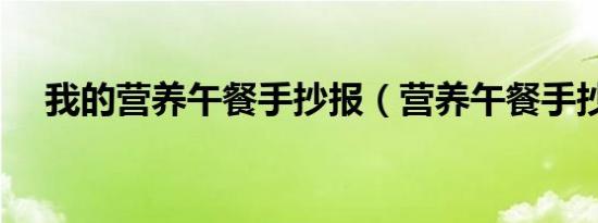 我的营养午餐手抄报（营养午餐手抄报）