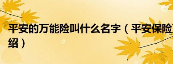 平安的万能险叫什么名字（平安保险万能险介绍）