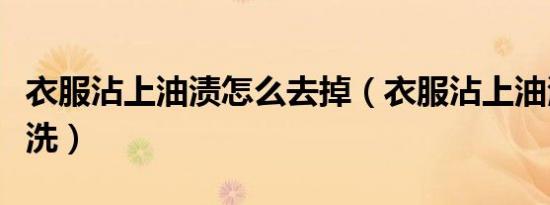 衣服沾上油渍怎么去掉（衣服沾上油渍怎么清洗）
