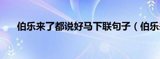 伯乐来了都说好马下联句子（伯乐来）