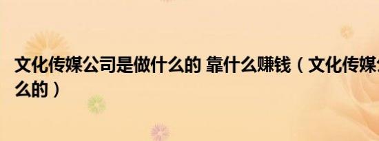 文化传媒公司是做什么的 靠什么赚钱（文化传媒公司是做什么的）