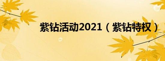 紫钻活动2021（紫钻特权）