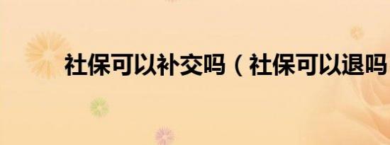 社保可以补交吗（社保可以退吗）