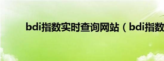 bdi指数实时查询网站（bdi指数）