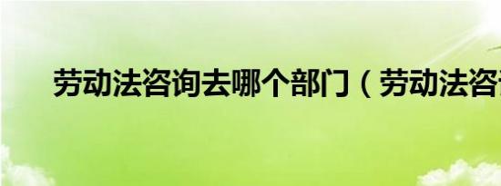 劳动法咨询去哪个部门（劳动法咨询）