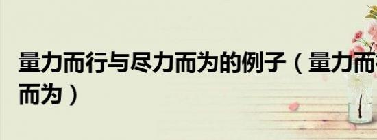 量力而行与尽力而为的例子（量力而行与尽力而为）