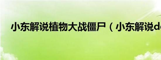 小东解说植物大战僵尸（小东解说dota）