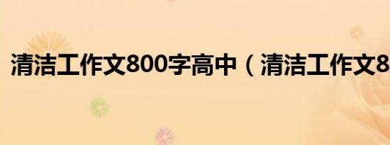 清洁工作文800字高中（清洁工作文800字）