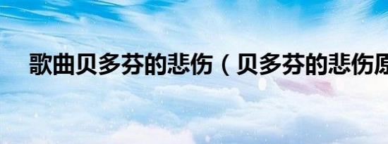歌曲贝多芬的悲伤（贝多芬的悲伤原唱）