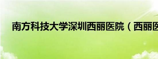 南方科技大学深圳西丽医院（西丽医院）