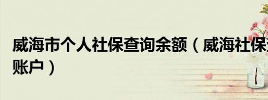 威海市个人社保查询余额（威海社保查询个人账户）